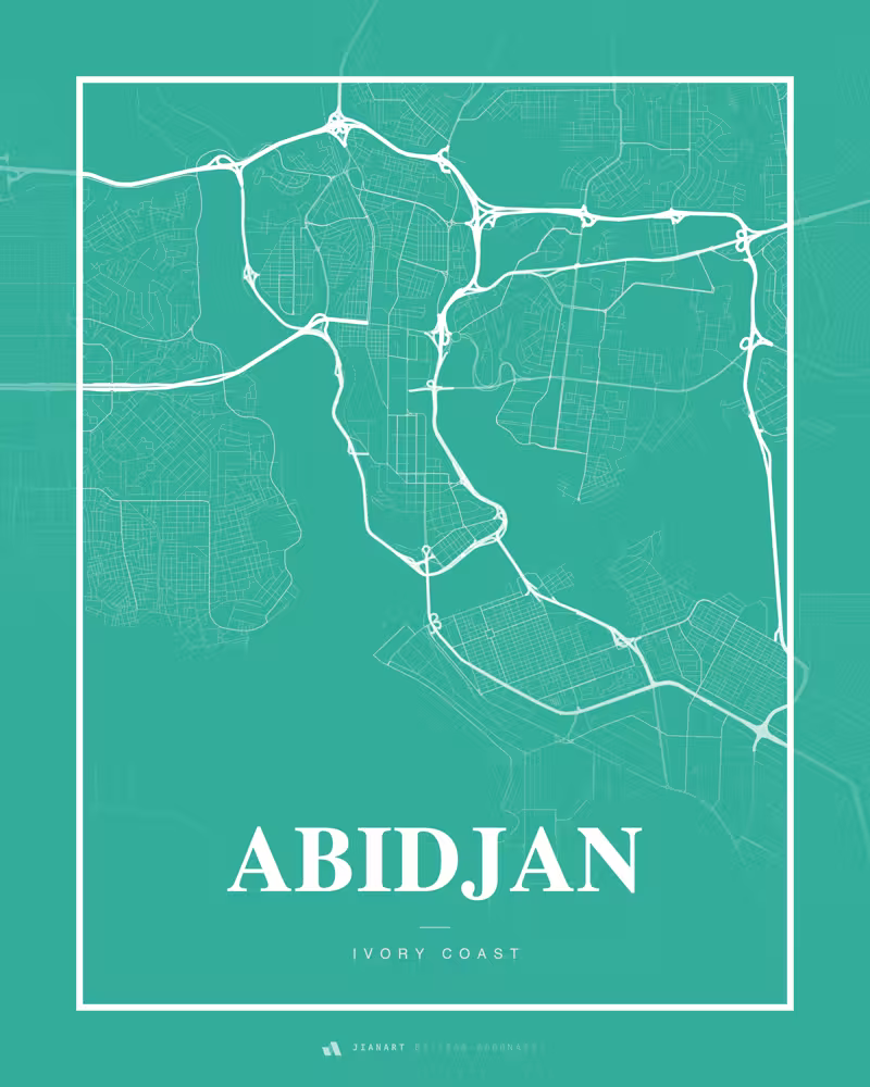 Street map poster of Abidjan, Côte d’Ivoire