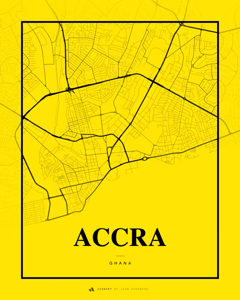 Street map poster of Accra, Ghana