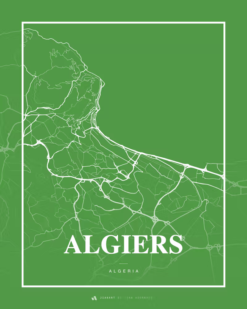 Street map poster of Algiers, Algeria