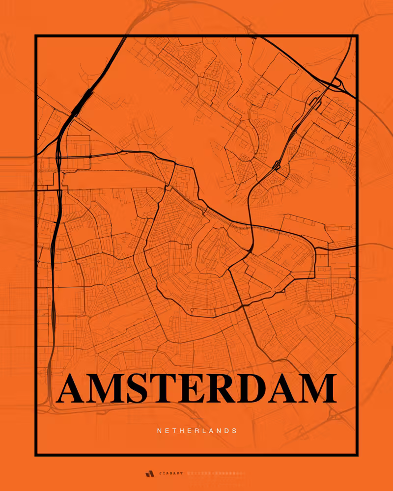 Street map poster of Amsterdam, Netherlands