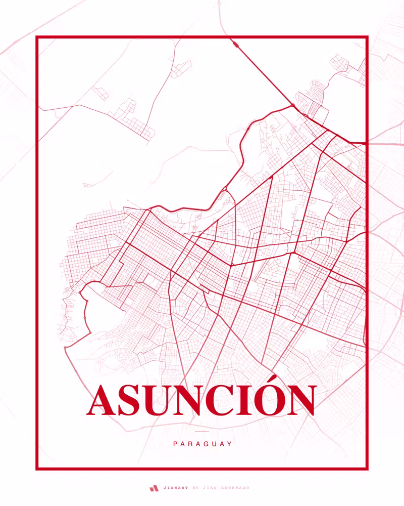 Street map poster of Asunción, Paraguay