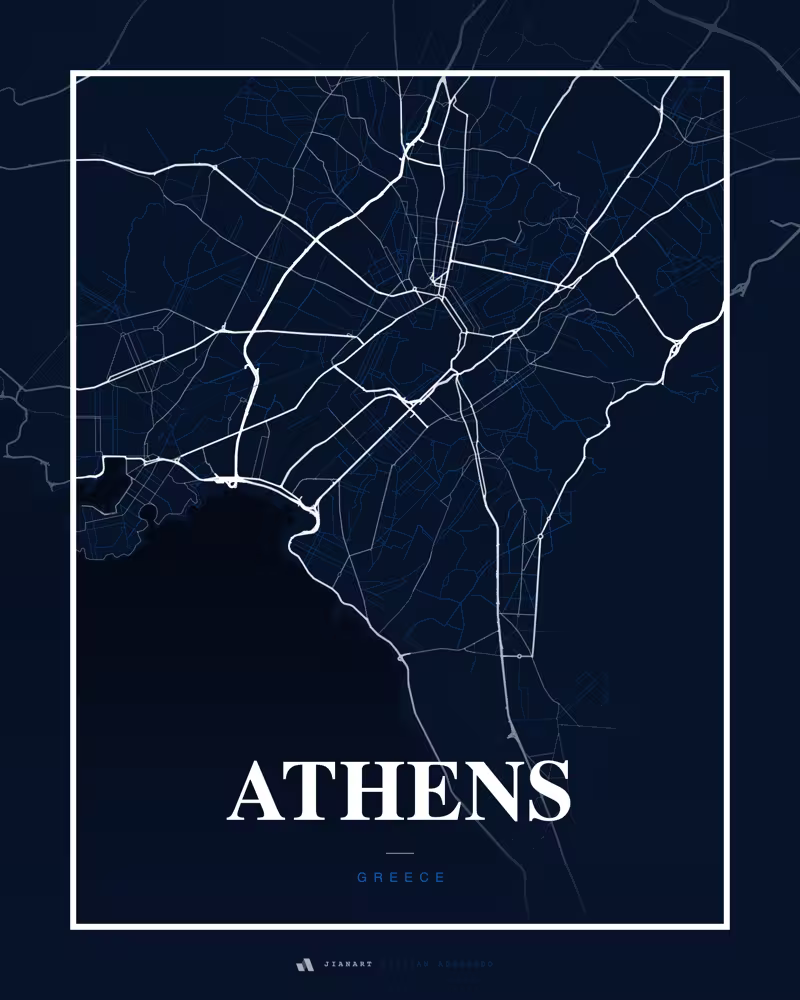 Street map poster of Athens, Greece