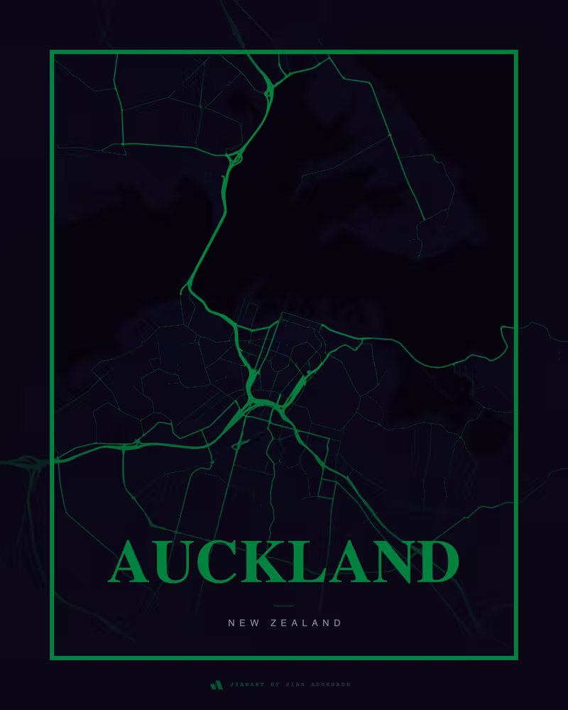 Street map poster of Auckland, New Zealand