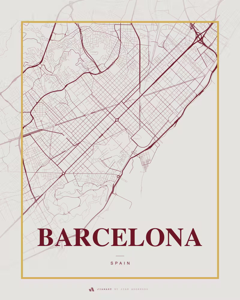 Street map poster of Barcelona, Spain