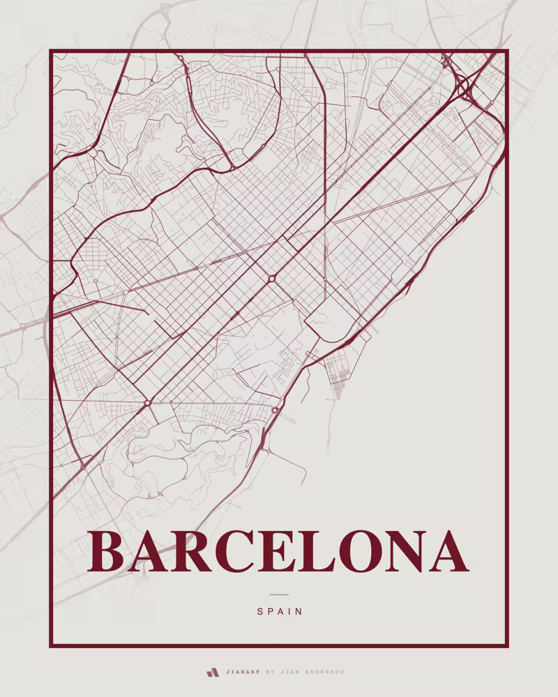 Street map poster of Barcelona, Spain