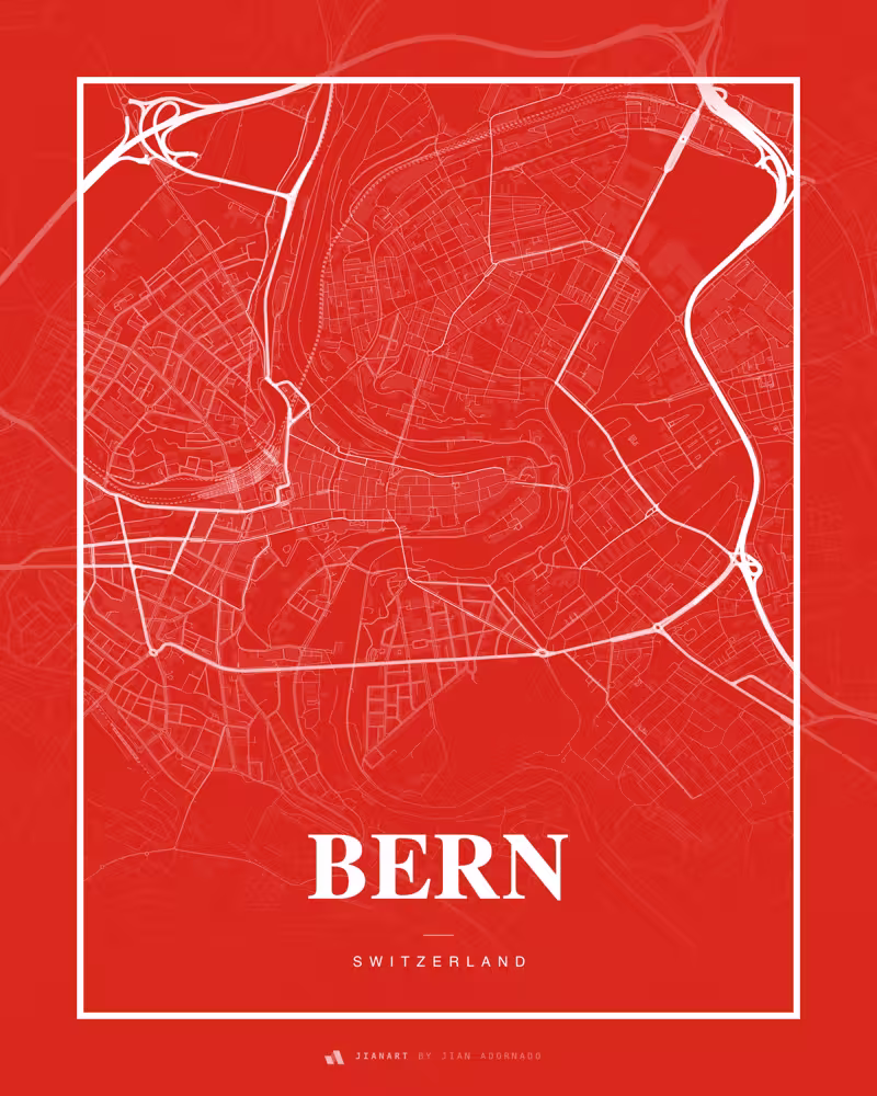 Street map poster of Bern, Switzerland