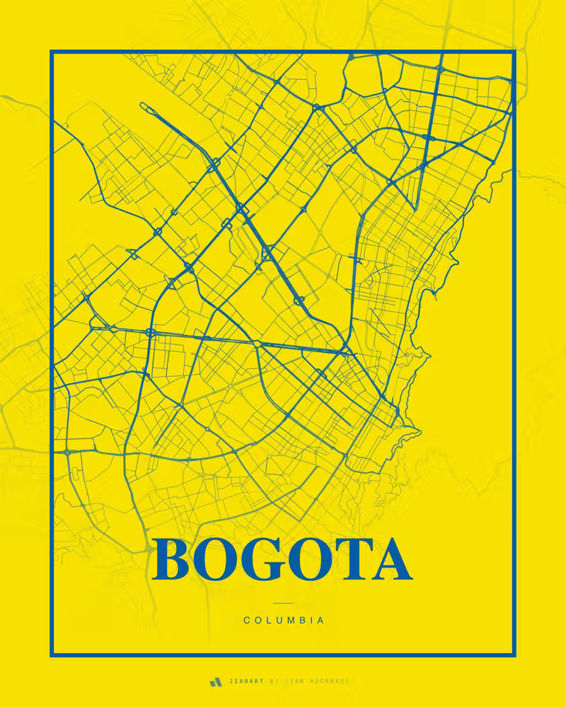 Street map poster of Bogotá, Colombia