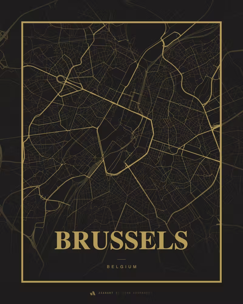 Street map poster of Brussels, Belgium