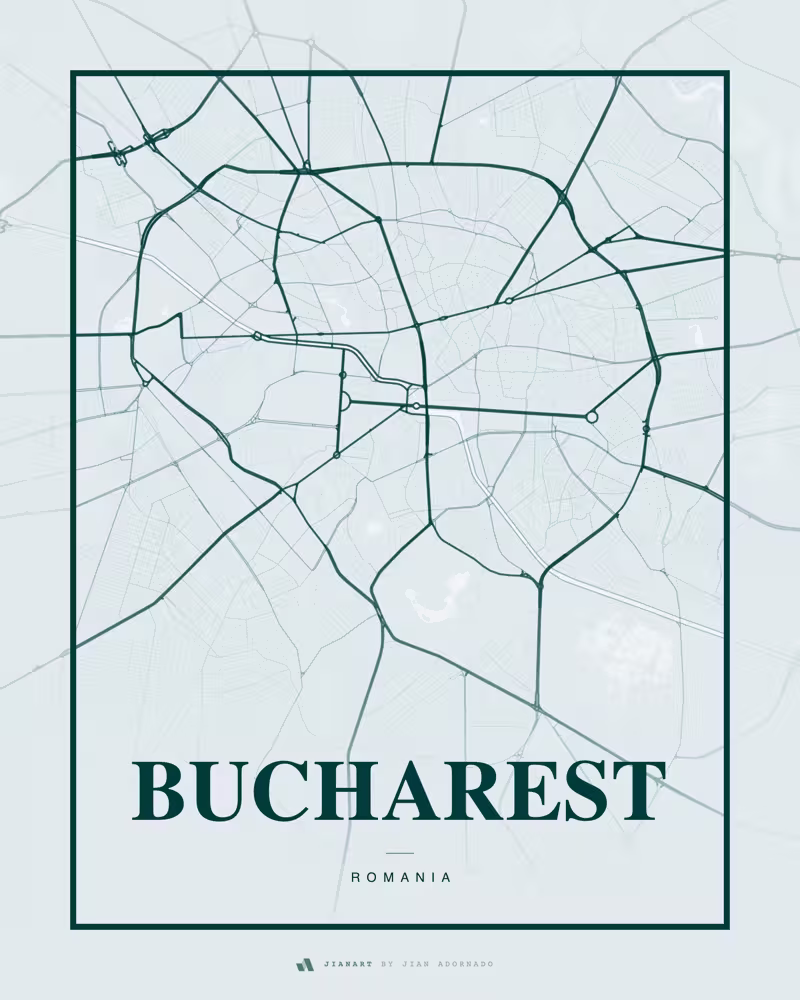 Street map poster of Bucharest, Romania