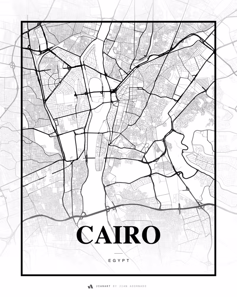Street map poster of Cairo, Egypt