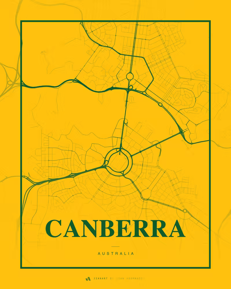 Street map poster of Canberra, Australia