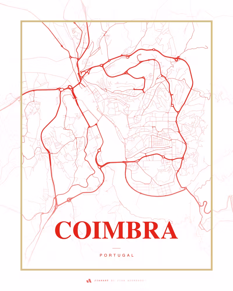 Street map poster of Coimbra, Portugal