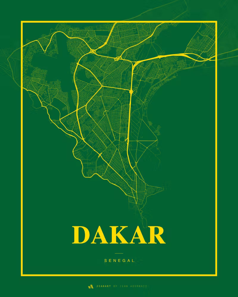 Street map poster of Dakar, Senegal