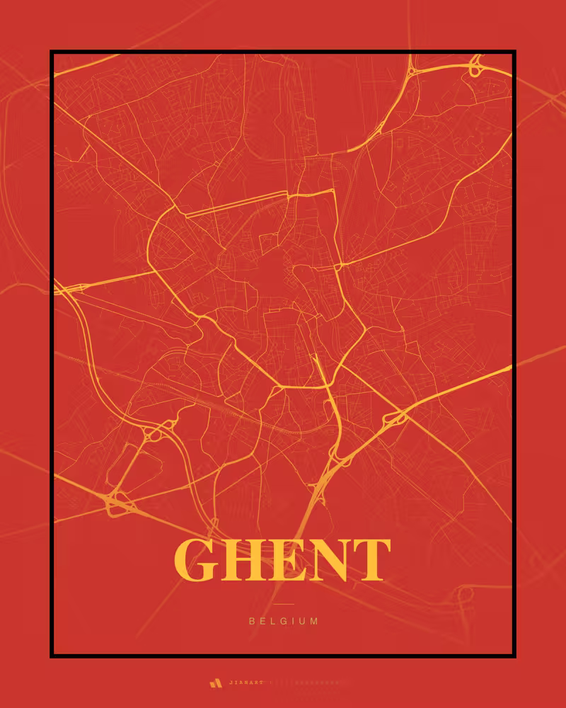 Street map poster of Ghent, Belgium