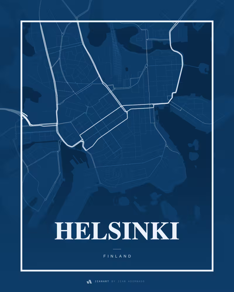 Street map poster of Helsinki, Finland