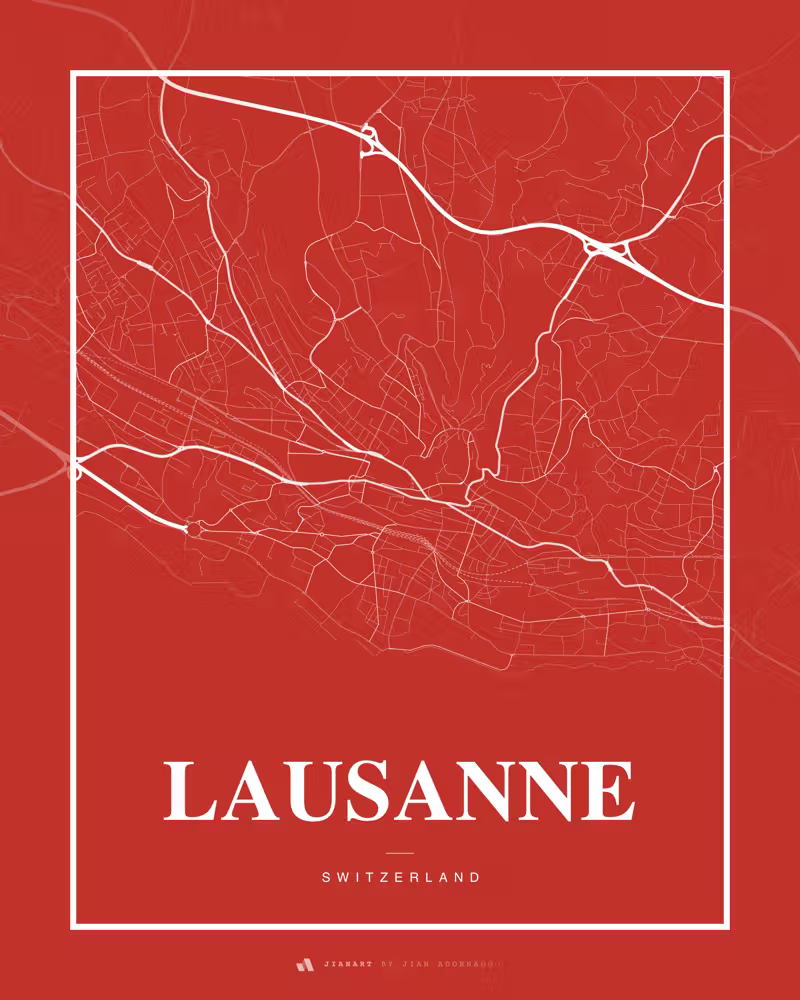 Street map poster of Lausanne, Switzerland