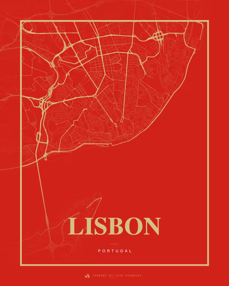 Street map poster of Lisbon, Portugal