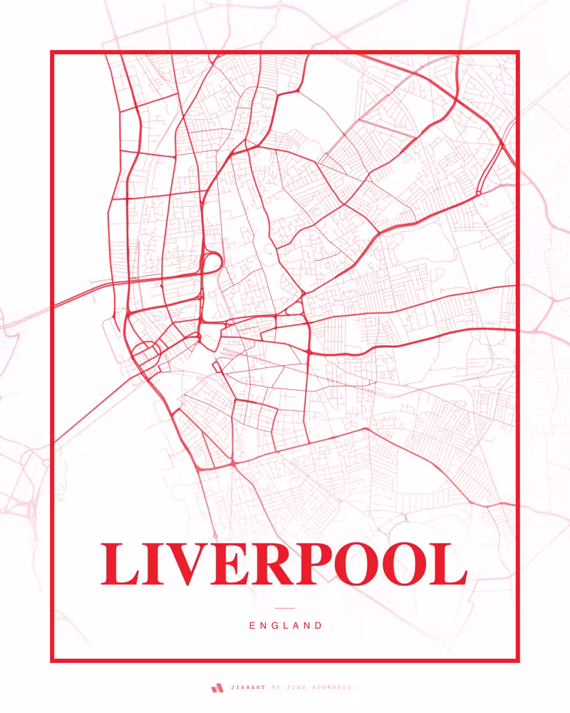 Street map poster of Liverpool, United Kingdom