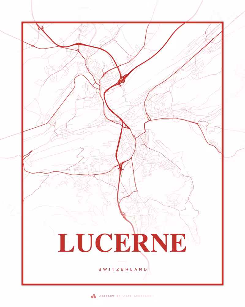 Street map poster of Lucerne, Switzerland