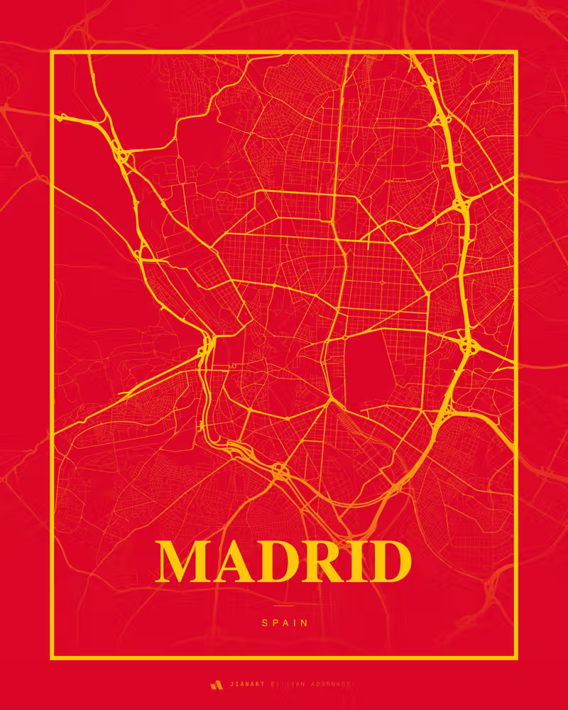 Street map poster of Madrid, Spain