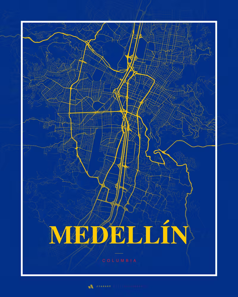 Street map poster of Medellín, Colombia