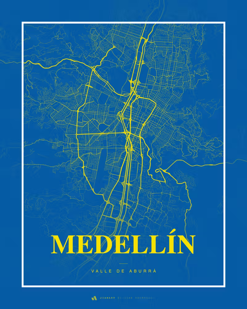 Street map poster of Medellín, Colombia