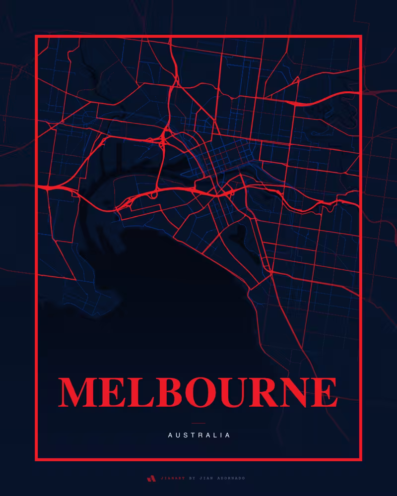 Street map poster of Melbourne, Australia