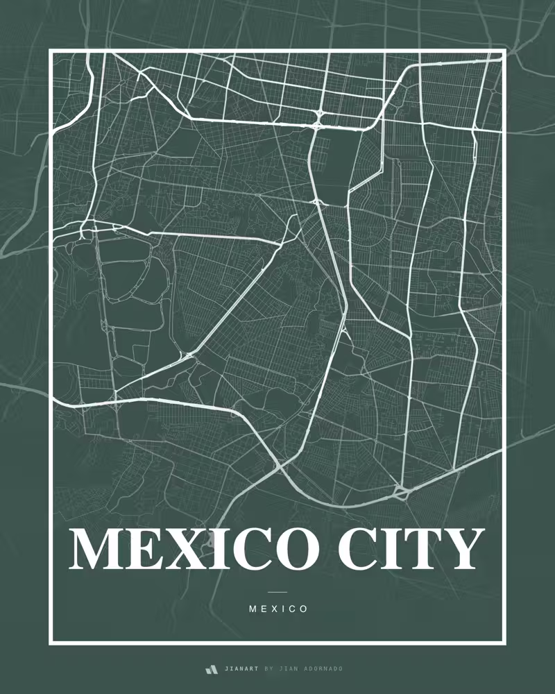 Street map poster of Mexico City, Mexico