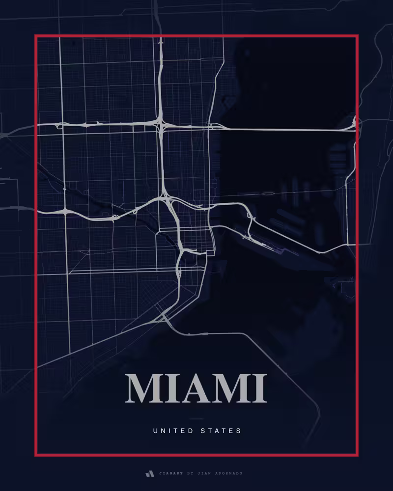 Street map poster of Miami, United States