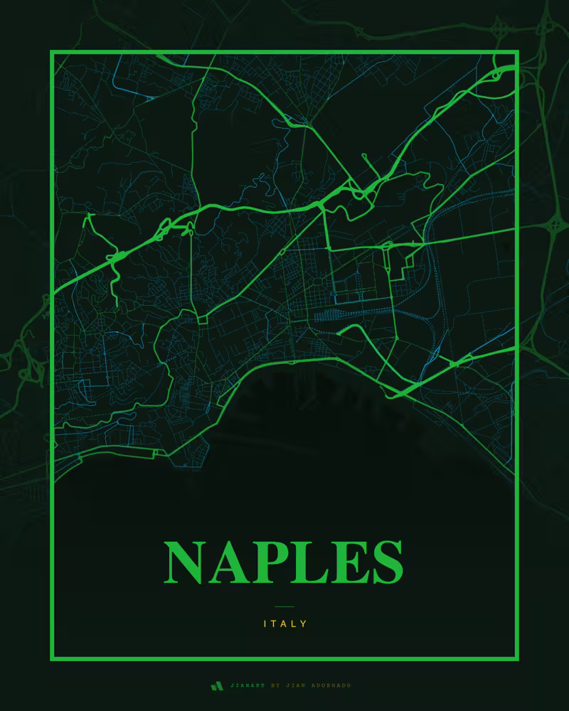 Street map poster of Naples, Italy