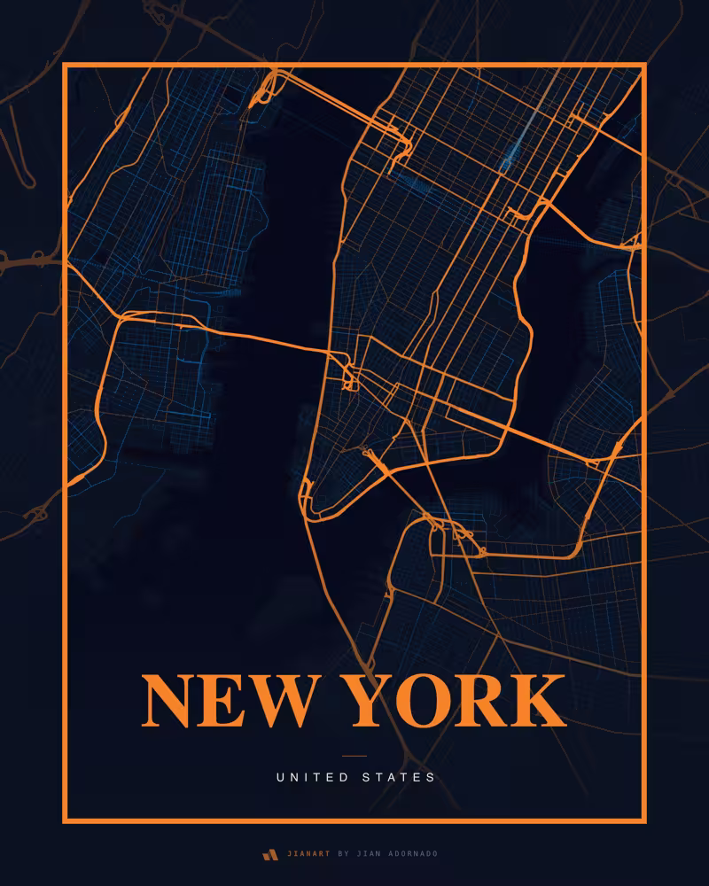 Street map poster of New York, United States