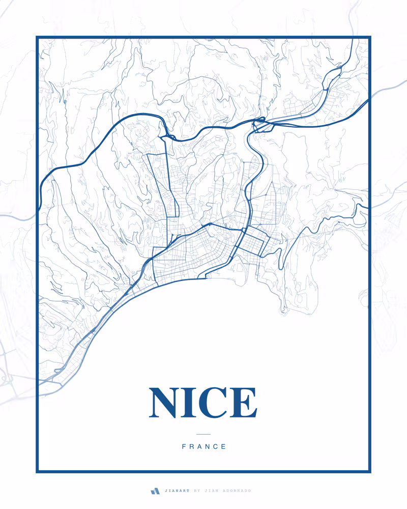 Street map poster of Nice, France