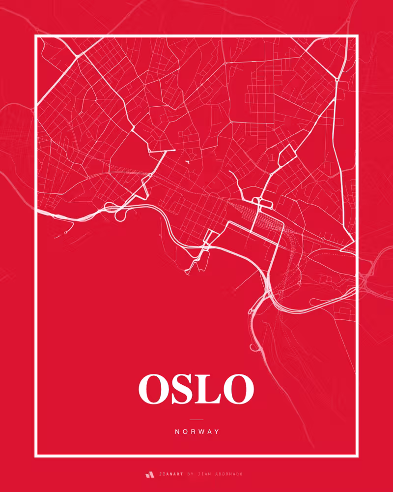 Street map poster of Oslo, Norway