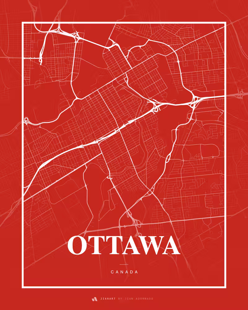 Street map poster of Ottawa, Canada