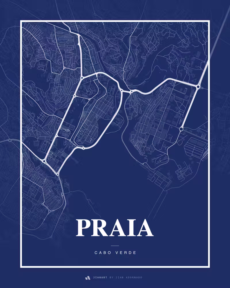 Street map poster of Praia, Cabo Verde