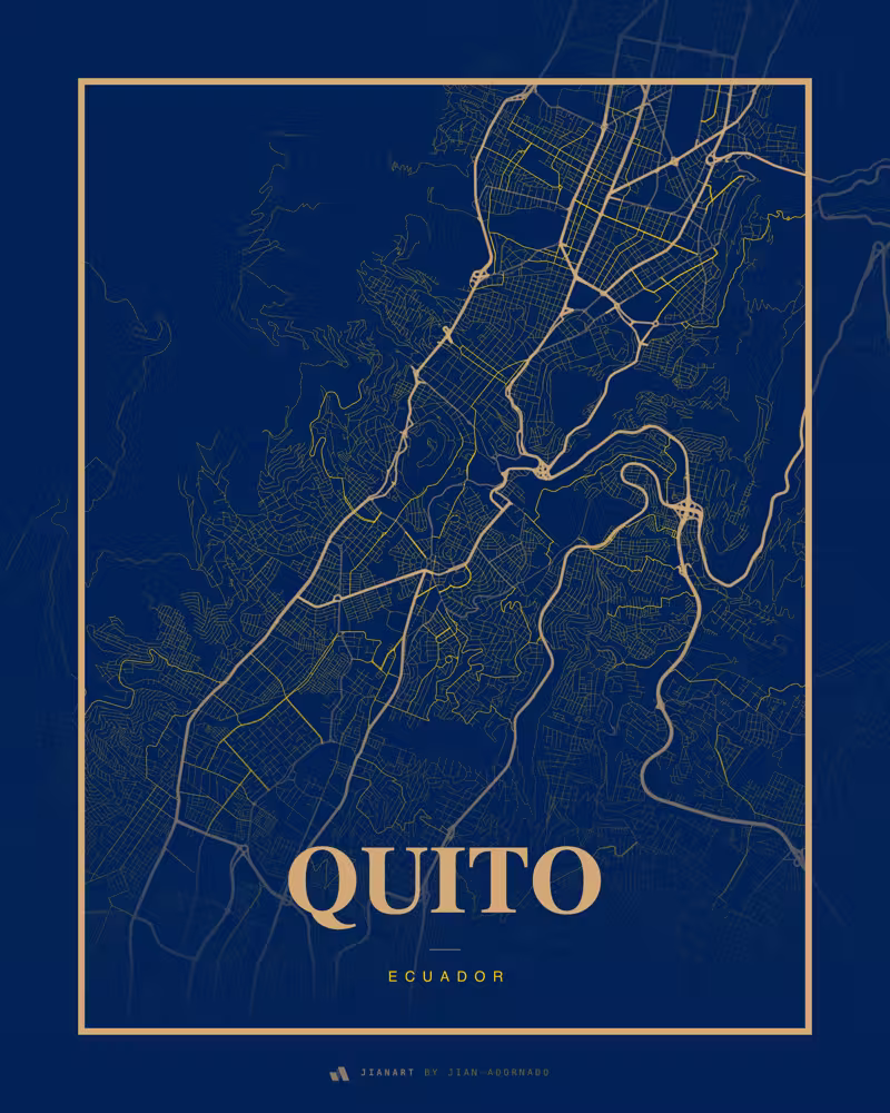 Street map poster of Quito, Ecuador