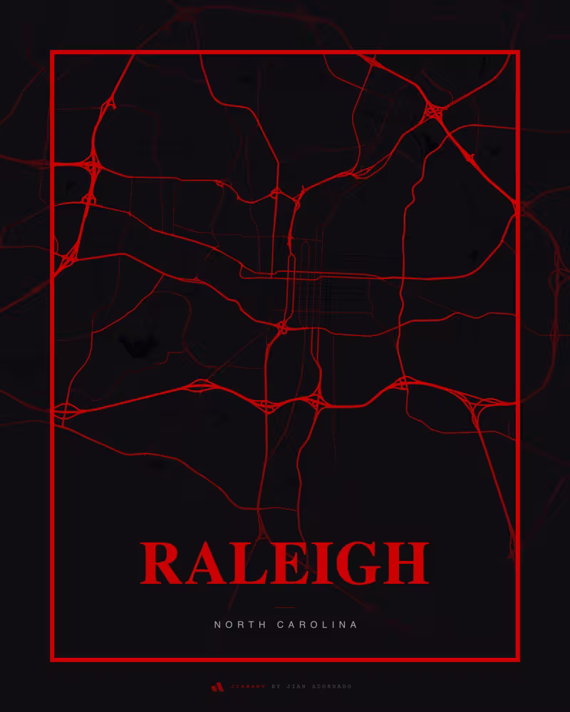 Street map poster of Raleigh, United States
