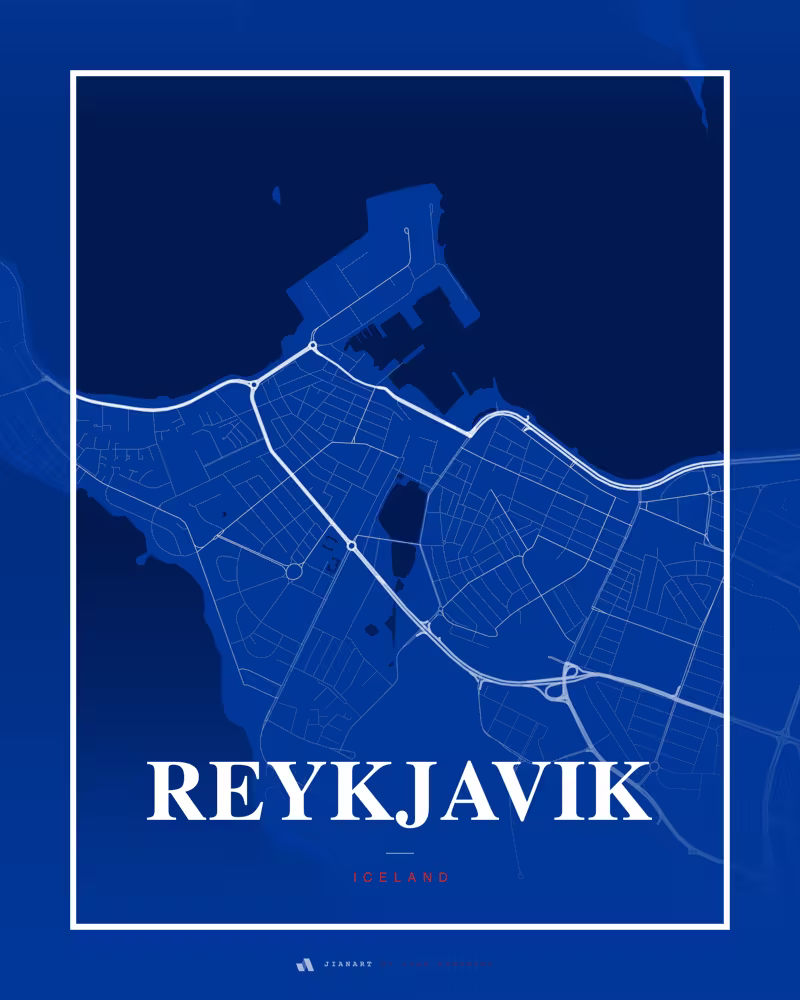 Street map poster of Reykjavík, Iceland