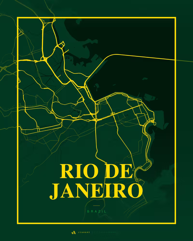 Street map poster of Rio de Janeiro, Brazil