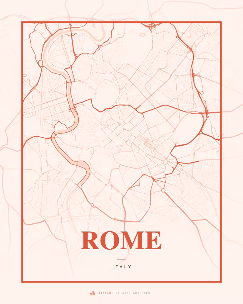 Street map poster of Rome, Italy