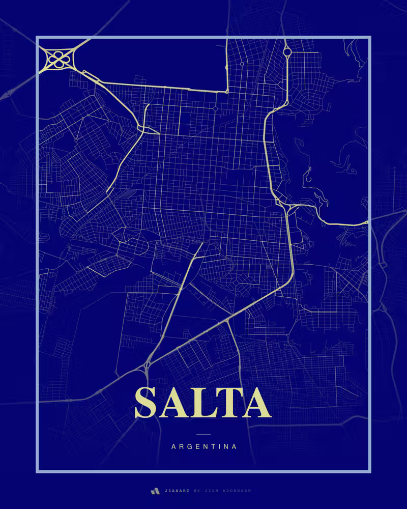 Street map poster of Salta, Argentina