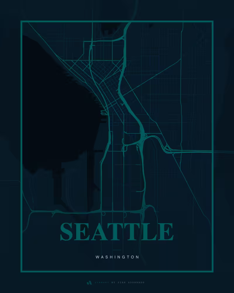 Street map poster of Seattle, United States