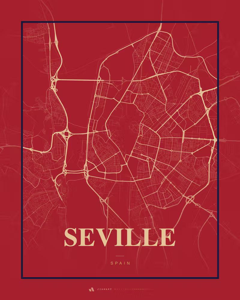 Street map poster of Seville, Spain