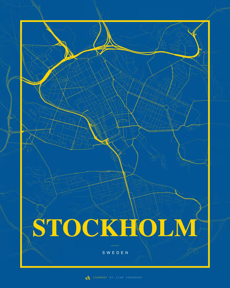 Street map poster of Stockholm, Sweden