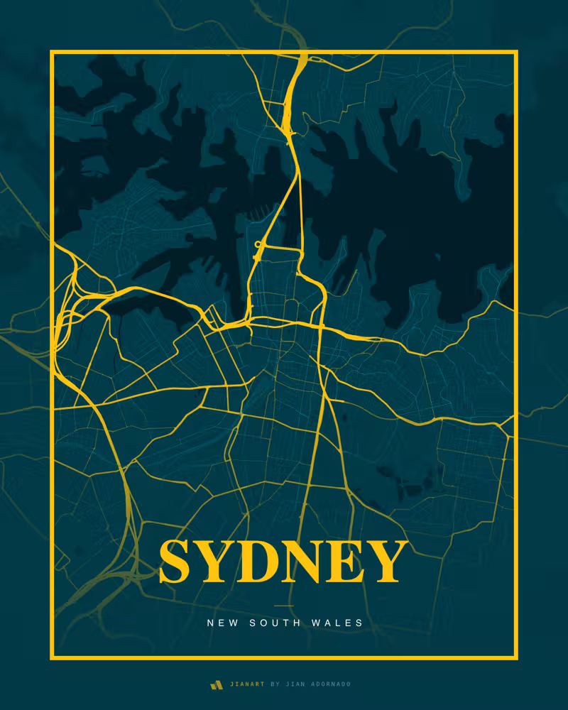 Street map poster of Sydney, Australia