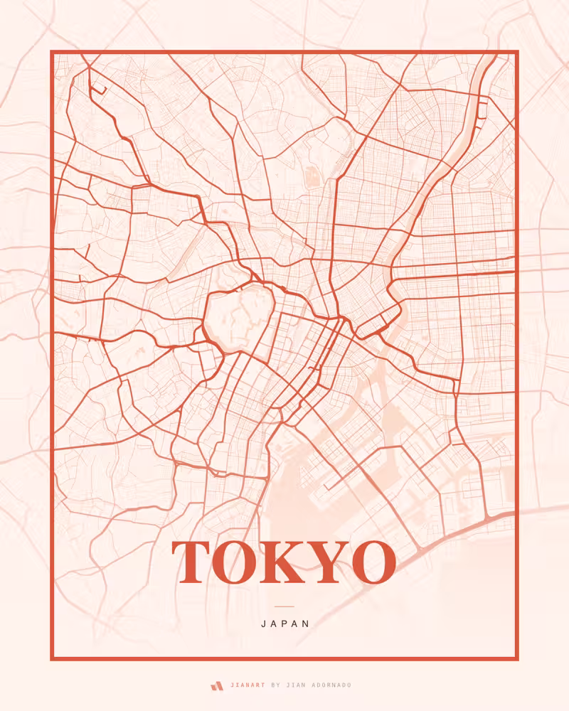 Street map poster of Tokyo, Japan