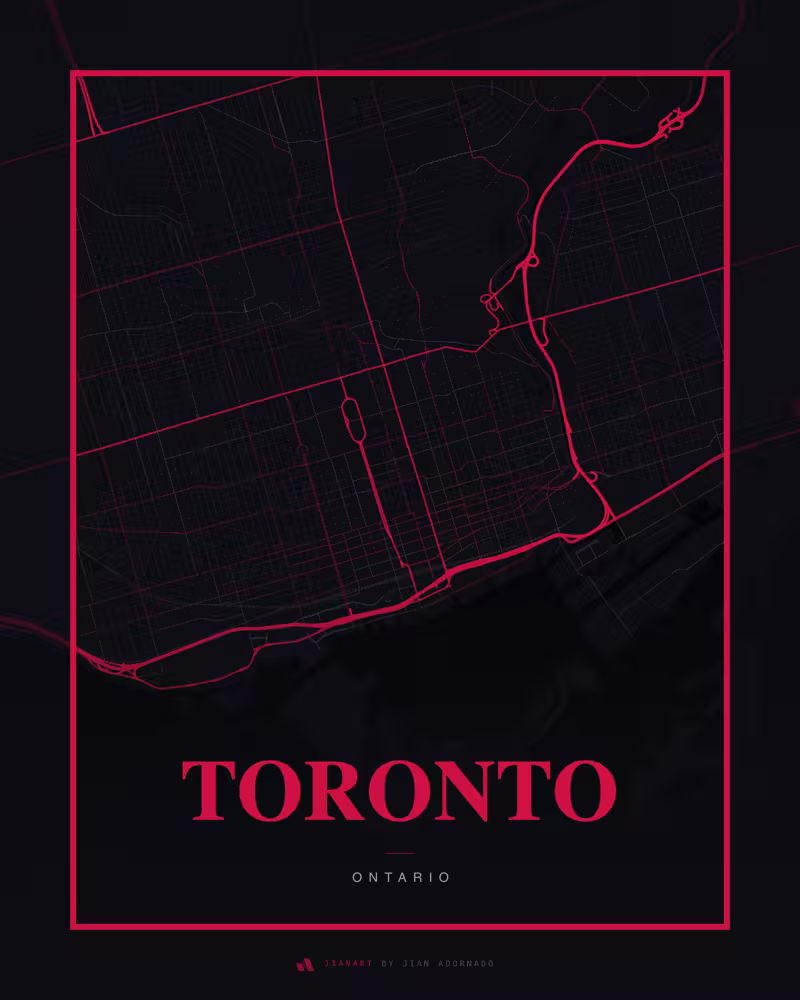 Street map poster of Toronto, Canada