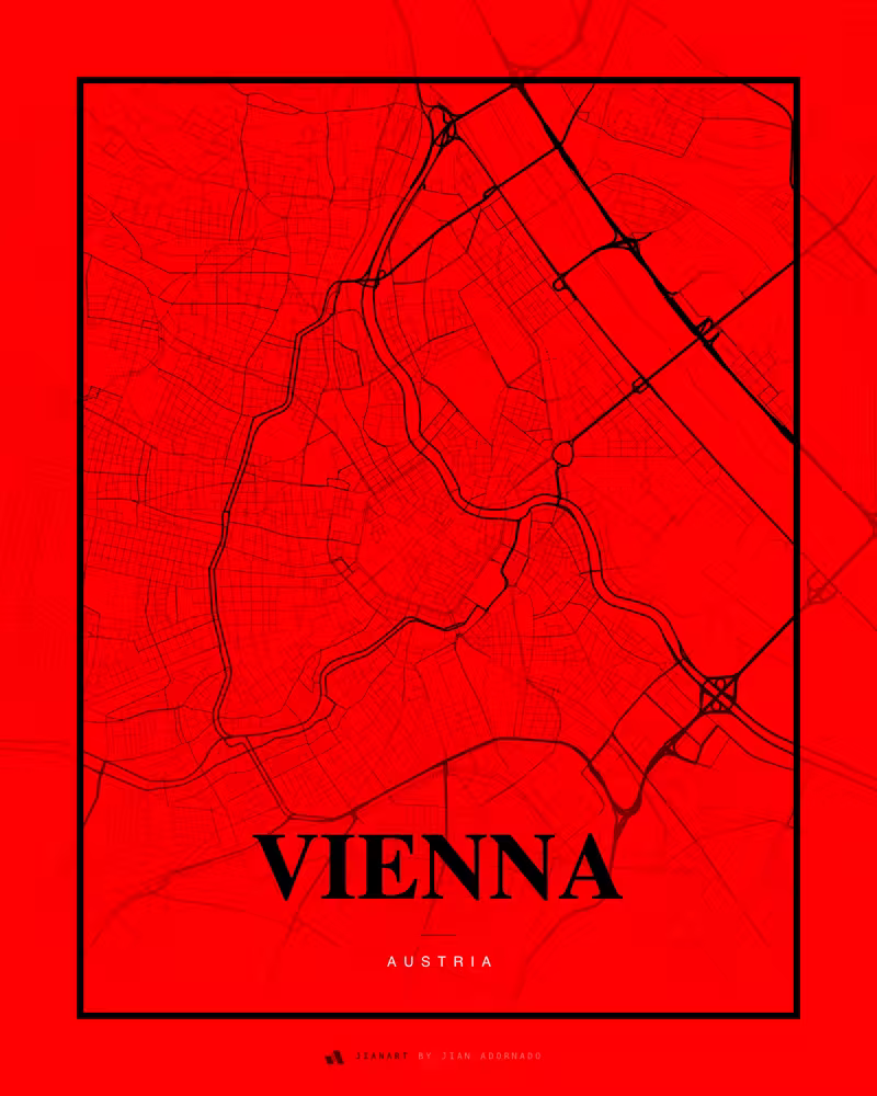 Street map poster of Vienna, Austria, watercolor edition