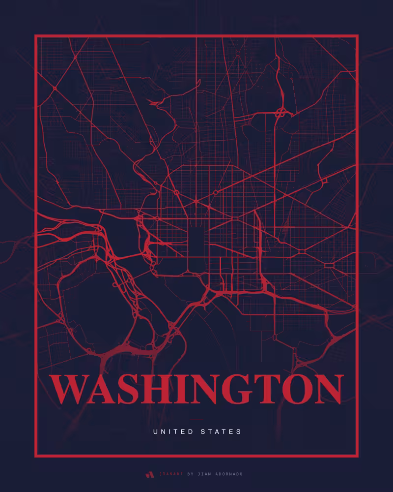 Street map poster of Washington, United States